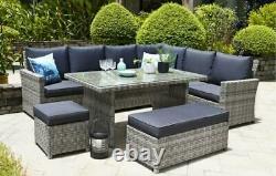 Palm Rattan Garden Furniture Corner Lounge Set, 9 seater RRP £999.00