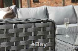 Papaver Fully Assembled 8 seater Garden Furniture Patio Rattan Sofa Set Grey
