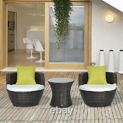 Patio Outdoor Garden Rattan Furniture Vase Stackable Chair Set 3 PCs 2 Colours