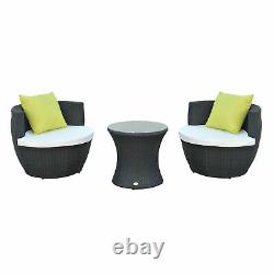 Patio Outdoor Garden Rattan Furniture Vase Stackable Chair Set 3 PCs 2 Colours