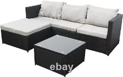 Patio Rattan Garden Furniture 4 Seater Outdoor Set Sofa with Table FREE RAIN COVER