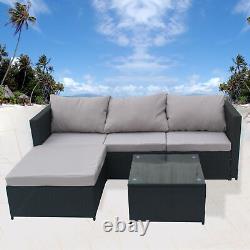 Patio Rattan Garden Furniture 4 Seater Outdoor Set Sofa with Table FREE RAIN COVER