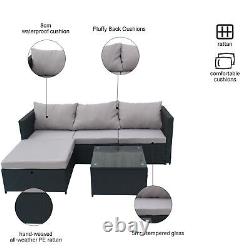 Patio Rattan Garden Furniture 4 Seater Outdoor Set Sofa with Table FREE RAIN COVER