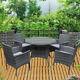 Patio Rattan Garden Furniture Set Round Dining Table & Chairs With Free Rain Cover