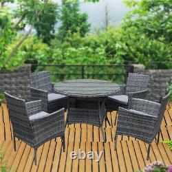 Patio Rattan Garden Furniture Set Round Dining Table & Chairs with FREE RAIN COVER