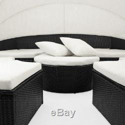 Poly Rattan Day Bed Lounger Outdoor Garden Furniture Patio Sofa Roof Sunbed