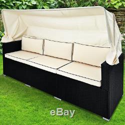 Poly Rattan Garden Conservatory Sofa Bench Furniture Bed Outdoor Patio Wicker