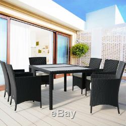 Poly Rattan Garden Dining Furniture Table & Chair Set Outdoor Patio Conservatory