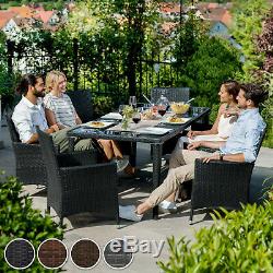 Poly Rattan Garden Dining Set Furniture Table Chair 9 PCs Outdoor Patio Grey