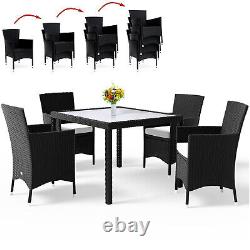 Poly Rattan Garden Dining Table Chairs Furniture Set Outdoor Patio Conservatory