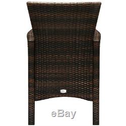Poly Rattan Garden Dining Table Chairs Furniture Set Wooden Rectangular Patio