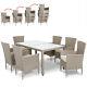 Poly Rattan Garden Furniture Dining Table Chairs Set Grey Beige Outdoor Wicker