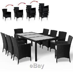 Poly Rattan Garden Furniture Dining Table Set 8 Cube Conservatory Outdoor Patio