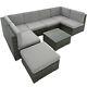 Poly Rattan Garden Furniture Lounge Set 7 Seater Table Wicker Patio Balcony Grey