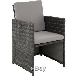 Poly Rattan Garden Furniture Set Dining 6 Chairs 4 Stools 1 Table Outdoor Grey