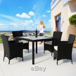 Poly Rattan Garden Furniture Set Outdoor Dining Table Chairs Conservatory Patio