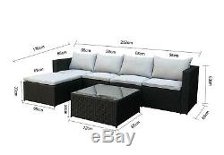 Poly Rattan Outdoor Garden Furniture Set Black Miami Cushion Patio Lounge New