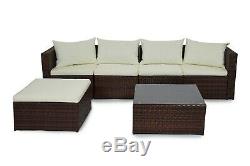 Poly Rattan Outdoor Garden Furniture Set Brown Miami Cushion Patio Lounge New