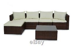 Poly Rattan Outdoor Garden Furniture Set Brown Miami Cushion Patio Lounge New