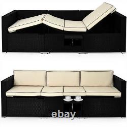 Poly Rattan Sofa Garden Lounger Furniture Recliner Conservatory Outdoor Wicker