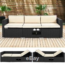Poly Rattan Sofa Lounge Recliner Couch Bench Furniture Outdoor Garden Wicker