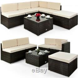 Poly Rattan Sofa & Table Set Garden Furniture Corner Outdoor Conservatory Brown