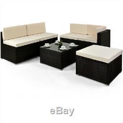 Poly Rattan Sofa & Table Set Garden Furniture Corner Outdoor Conservatory Brown