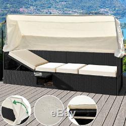 Poly Rattan Sun Lounger Sofa Day Bed Recliner Outdoor Patio Garden Furniture
