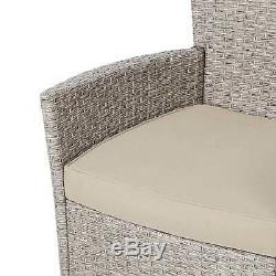 Poly Rattan Table Chairs Set Garden Patio Furniture Beige Cream 8+1 Dining