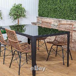 Polynesian Rectangular Outdoor Garden Furniture Dining Table & Chairs Set