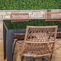 Polynesian Rectangular Outdoor Garden Furniture Dining Table & Chairs Set