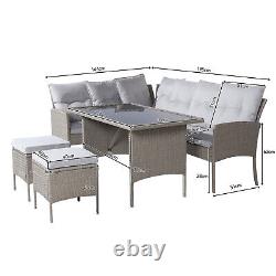 Polyrattan Garden Furniture Set 7 Seater Corner Sofa Dining Table Patio Outdoor