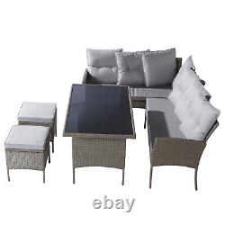 Polyrattan Garden Furniture Set 7 Seater Corner Sofa Dining Table Patio Outdoor