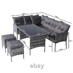 Polyrattan Garden Furniture Set 7 Seater Outdoor Corner Sofa Dining Table Grey