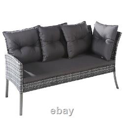 Polyrattan Garden Furniture Set 7 Seater Outdoor Corner Sofa Dining Table Grey