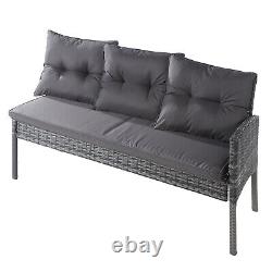 Polyrattan Garden Furniture Set 7 Seater Outdoor Corner Sofa Dining Table Grey