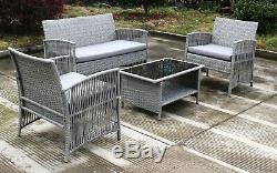 Portland Sofa Set Grey Rattan Weave Garden Furniture