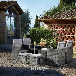 Premium 8 Seater Rattan Garden Furniture Set 8 Seats, 1 Table Light Grey ED