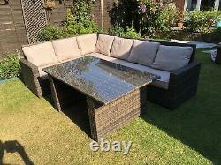 Premium Rattan Corner Sofa Table And Stools 6 Piece Outdoor Garden Furniture