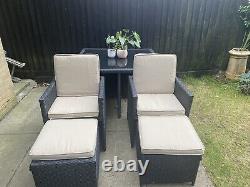 Quality Black Rattan Cube Garden Furniture set includes Table & 4 chairs al