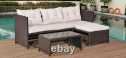 Quality Wicker Outdoor Rattan Furniture Garden Set Corner Sofa Patio With Table