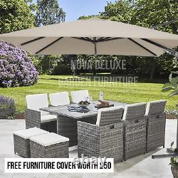 Rattan 10 Seater Garden Dining Furniture Cube Sofa Set Table Outdoor Patio 11