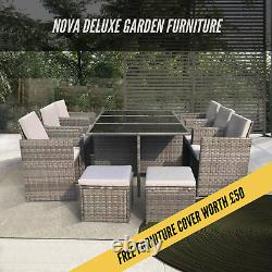Rattan 10 Seater Garden Dining Furniture Cube Sofa Set Table Outdoor Patio 11