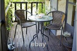 Rattan 3 Piece Tasmania Bistro Garden Furniture Set Outdoor Patio Chairs, Table