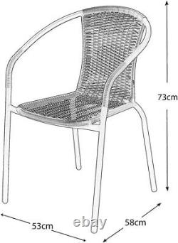 Rattan 3 Piece Tasmania Bistro Garden Furniture Set Outdoor Patio Chairs, Table