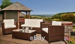 Rattan 4 seat Wicker Weave Garden Furniture Conservatory Sofa Set + RAIN COVER