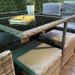 Rattan 8 Seater Garden Dining Furniture Cube Sofa Set Table Outdoor Patio Uk
