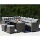 Rattan 8 Seater Outdoor Corner Set Modern Grey Wicker Garden Furniture Set
