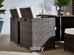 Rattan Aluminium 8 Seat Garden Furniture Cube Set Chair Dining Table