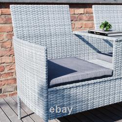 Rattan Bistro Set 2 Seater Love Seat Chair Table Outdoor Garden Patio Furniture